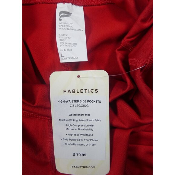 Fabletics High-Waisted Side Pockets 7/8 Leggings Red Size L - Picture 4 of 4